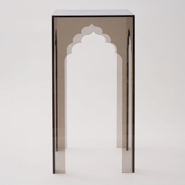 Qurtuba Homez Archways Acrylic Side Table, Smoked Grey, 30.5*30.5*61cm image number 1
