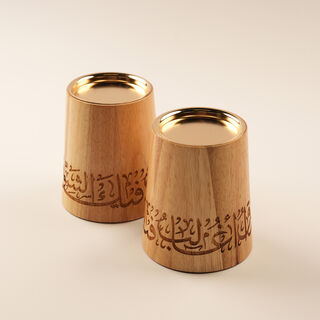 Homez Wooden Candle Holder Ramas Collection, Beige 10.5*10.5*10.5Cm