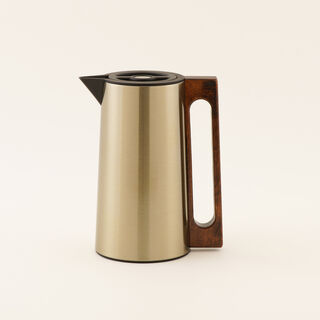 Dallaty steel vacuum flask with wood handle 1L, gold