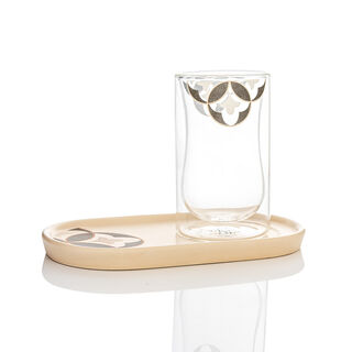 Dallaty beige glass and porcelain Saudi coffee and tea cups set 21 pcs
