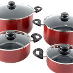 Alberto Nonstick Cookware Set W/Glass Lid 8Pcs Set Red Color (18/22/26/30Cm) image number 1