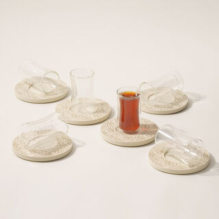Dallaty tea set 12 pcs frosted glass white