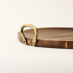Dallaty wood round tray with steel handel 50.6*45.7*7cm image number 2