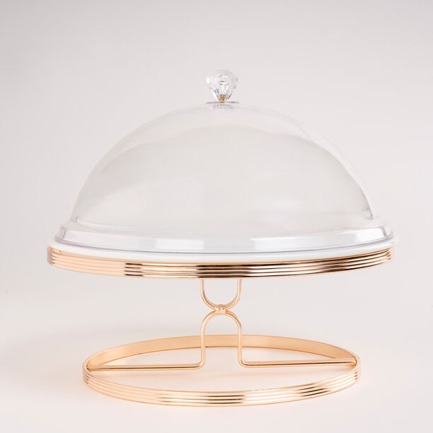 Round Cake Plate With Acrylic Dome And Stand image number 0