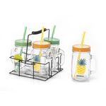 Alberto 4Pcs Glass Mug With Metal Holder V:450Ml Summer Design image number 3