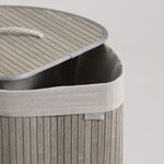 Homez triangle bamboo laundry hamper 58L, grey image number 2