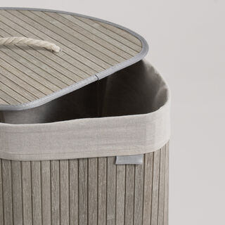 Homez triangle bamboo laundry hamper 58L, grey