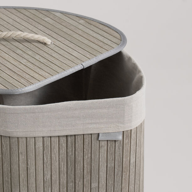 Homez triangle bamboo laundry hamper 58L, grey image number 2