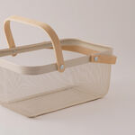 Homez Storage Basket Metal Beige With Wooden Handles 54*43.5*42 Cm image number 1