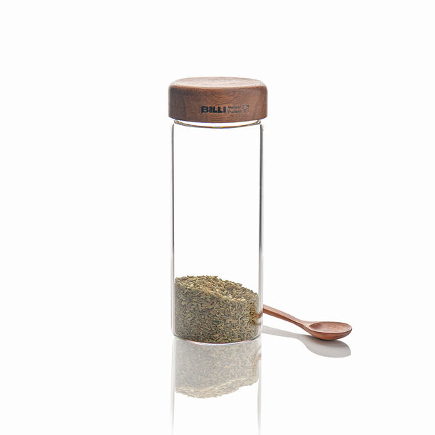 Billi glass bottle with wooden lid & spoon 15 cm image number 4