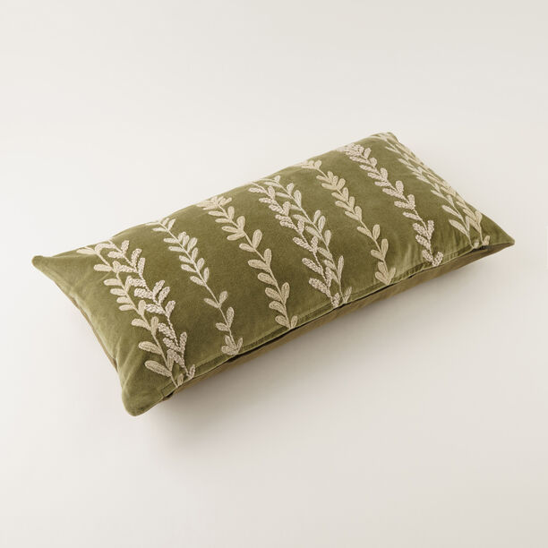 Homez Green Repeating Leaf Cushion Cover, 30*60Cm image number 2
