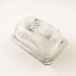 La Mesa Glass Butter Dish With Stainless Steel Base, Silver, 18*12*10Cm image number 3