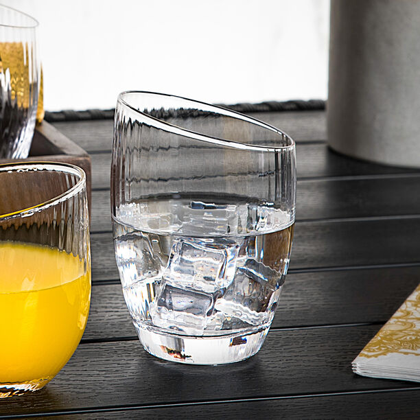 Set Of 4 Clear Ribbed Tumbler 340Ml image number 0