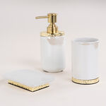 3 Piece Bath Accessories Set Stoneware Elite Gold image number 0