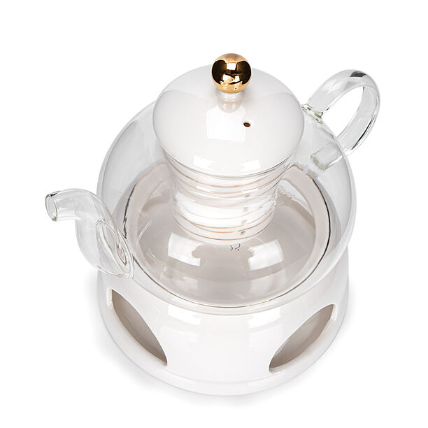 English Tea Pot With Warmer Inner Edg2 Gold image number 3