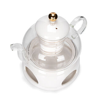 English Tea Pot With Warmer Inner Edg2 Gold