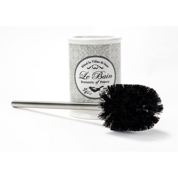 Ceramic Toilet Brush Holder With Stainless Pole Black Bristle Brush  image number 1