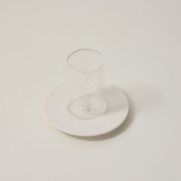 Dallaty white porcelain and glass Tea and coffee cups set 18 pcs image number 2