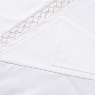 Boutique Blanche Geo Embroidered Duvet Cover Set 100% Cotton 300Tc Champagne 260*240 Cm