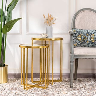 2 Pcs Nested Table Gold