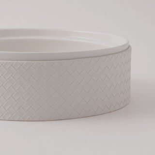 La Mesa Porcelain Tagine With Beige Leather Coat, White, 9.5"