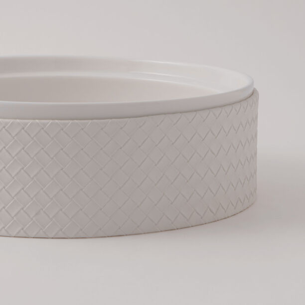 La Mesa Porcelain Tagine With Beige Leather Coat, White, 9.5" image number 3