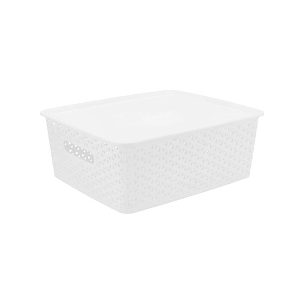 WHITE RATTAN STORAGE BOX STACKABLE image number 0