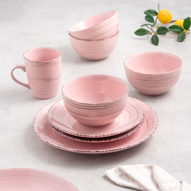 16 Pcs Porcelain Dinner Pink image number 0