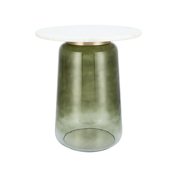 Side Table Glass Base And Marble Top 48*54 cm image number 2