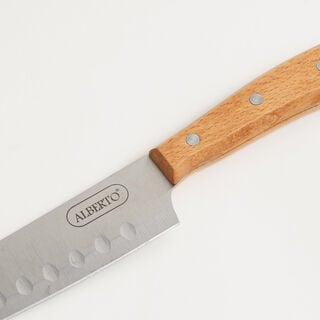 Alberto stainless steel santoku knife 7" with wooden handle, brown
