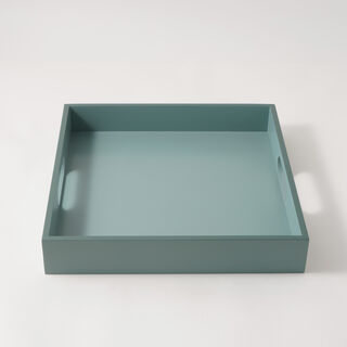 دلتي صينية خشب مربعة 35*35*6سم، أخضر