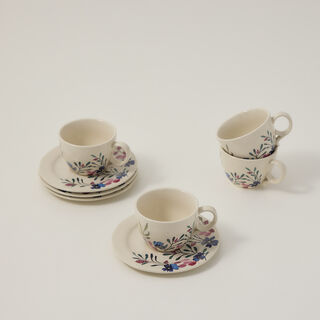 Off white stoneware English coffee cups set 8 pcs