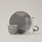 Dallaty grey porcelain and glass Tea and coffee cups set 18 pcs image number 1