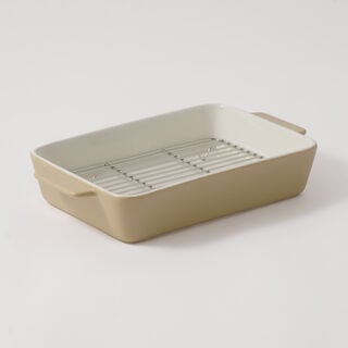 Alberto ceramic baking pan with metal grid 2000ml 32*19.7*6cm, beige