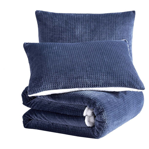 Waffle burnout flannel comforter set 220*240 cm+ 50*75 cm image number 1