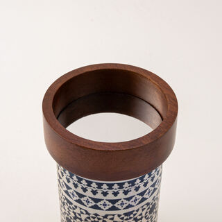 Bahja collection multicolored wood candle holder 12*12*20 cm