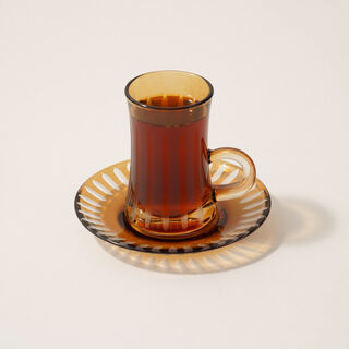 Dallaty 12pcs glass tea set brown