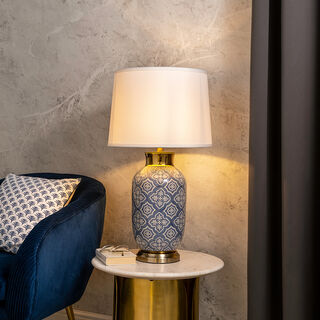 Table Lamp Blue With Gold 21 *21 * 50 cm