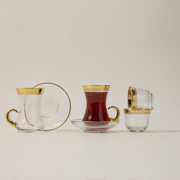 18 Piece Tea Set Gold Rim image number 0