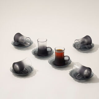 Dallaty tea set 12 pcs frosted glass grey