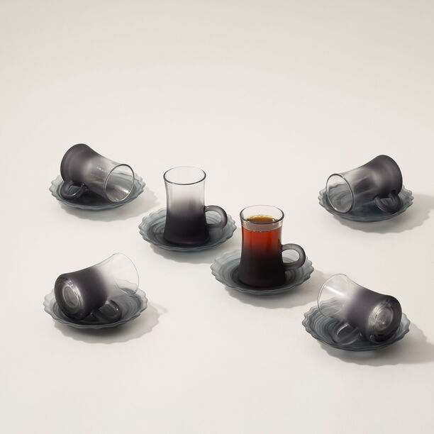 Dallaty tea set 12 pcs frosted glass grey image number 5