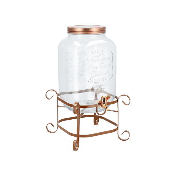 Glass Juice Dispenser With Copper Lid & Stand image number 1