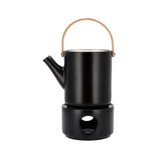 Dallaty black porcelain English tea pot and warmer