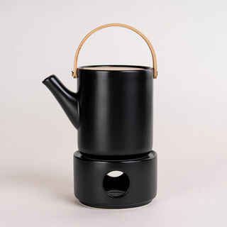 Dallaty black porcelain English tea pot and warmer