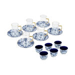  18 Pcs Arabic Tea and Coffee set porcelain dutone dark blue image number 0