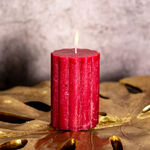 Pillar Candle Rustic, Ridge Burgundy Berry  image number 3