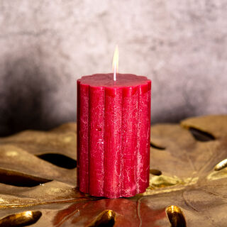 Pillar Candle Rustic, Ridge Burgundy Berry 