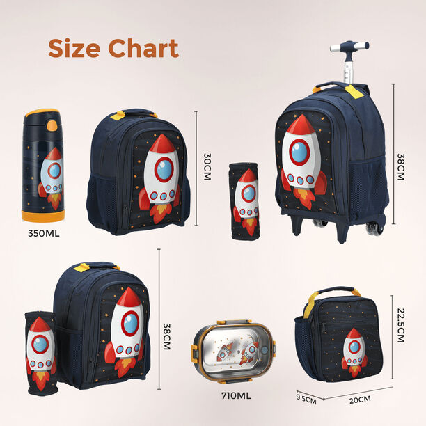 Large backpack with pencil case  ,15 inches , Rocket image number 2