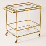 Homez two tier acrylic serving trolley in burnished brass 81*52*80cm image number 0
