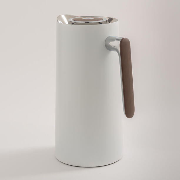 Dallaty 1L white steel vacuum flask with wooden handle image number 2
